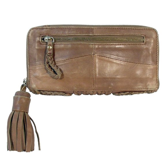 MONSERAT de LUCCA Braided Leather Tassel Clutch Handbag Wallet - Picture 2 of 7